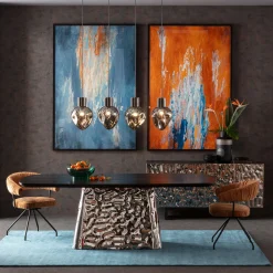 Obraz abstrakcyjny do salonu niebieski duży 120x180 cm