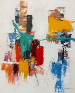 Obraz do salonu 120x150 cm abstrakcyjny ręcznie malowany kolorowe wzory