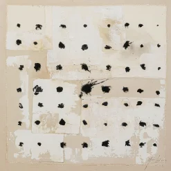 Obraz do salonu 120x120 cm abstrakcyjny ręcznie malowany czarne kropki