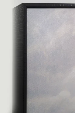 Obraz kolorowy łódka w chmurach rama czarna 60x120 cm