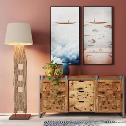 Obraz kolorowy łódka w chmurach rama czarna 60x120 cm