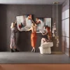 Obraz kolorowy motyw abstrakcyjny rama czarna 100x100 cm