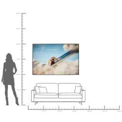 Obraz kolorowy słoń w chmurach rama czarna z aluminium 150x100 cm