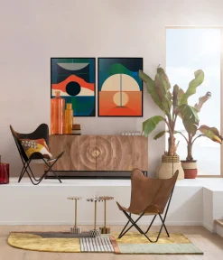 Obraz kolorowy zachód słońca rama czarna 75x100 cm