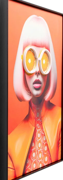 Obraz Lady Sunglasses żółty LED 50x70cm