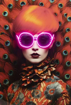 Obraz LED Fancy Czerwona Lady 75x55cm