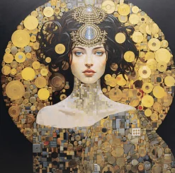 Obraz Szklany Art Nouveau Lady 3D 80x80cm