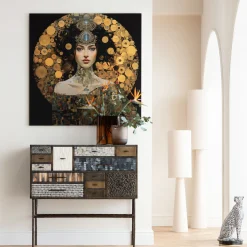 Obraz szklany Art Nouveau Lady 3D 120x120cm