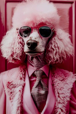 Obraz Szklany Pink Poodle 50x40cm