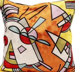 Poduszka dekoracyjna pomarańczowa wzory abstrakcyjne kolorowe 50x50 cm