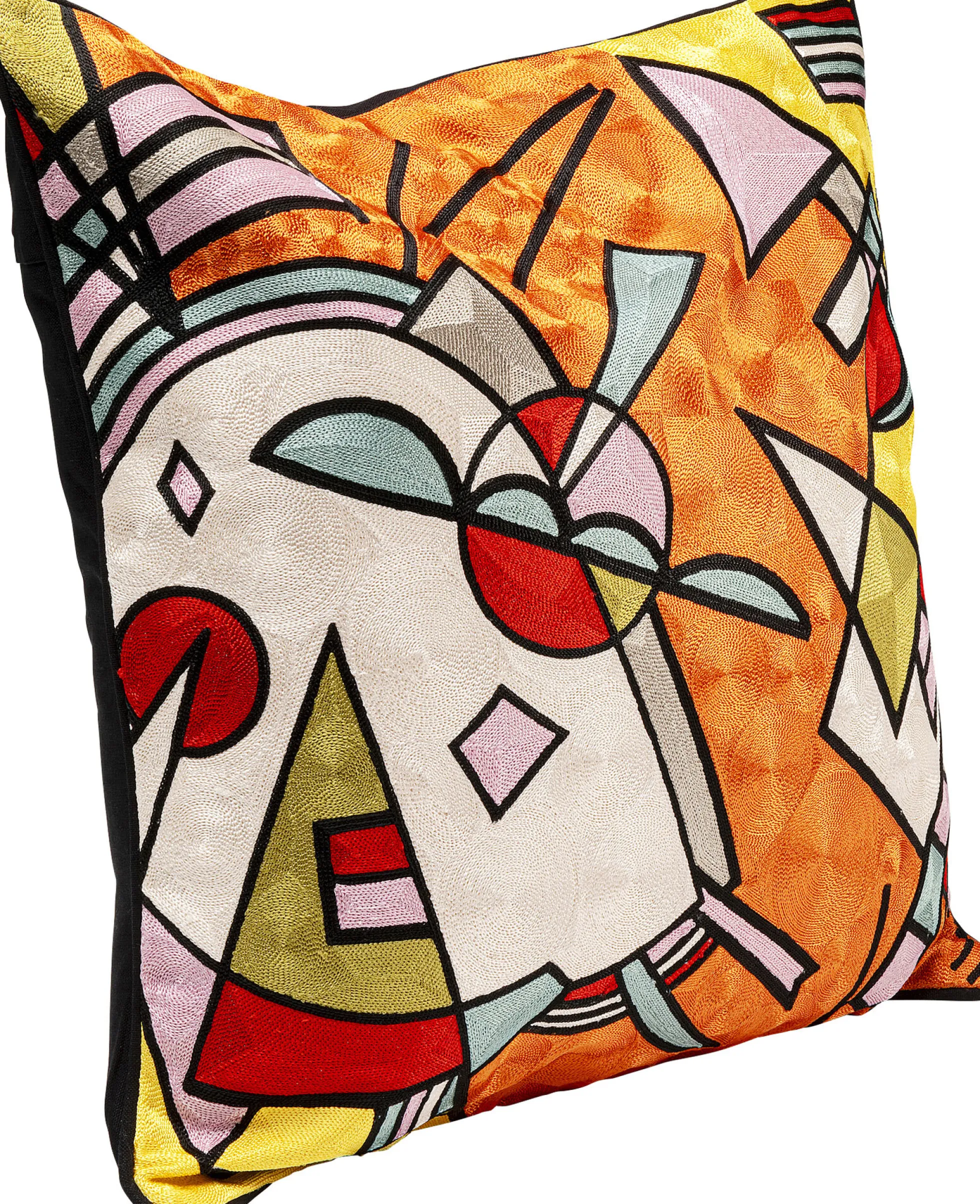 Poduszka dekoracyjna pomarańczowa wzory abstrakcyjne kolorowe 50x50 cm