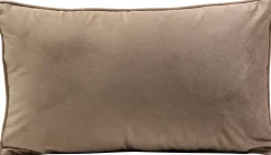 Poduszka dekoracyjna ze wzorami i lamówką biało-brązowa 50x30 cm