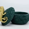 Pudełko na biżuterię lub kosmetyki Chameleon 20 cm zielono-złote