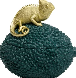 Pudełko na biżuterię lub kosmetyki Chameleon 20 cm zielono-złote