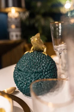 Pudełko na biżuterię lub kosmetyki Chameleon 20 cm zielono-złote