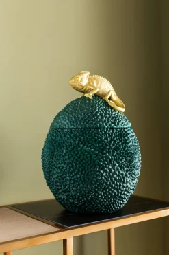 Pudełko na biżuterię lub kosmetyki Chameleon 34 cm zielono-złote