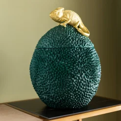Pudełko na biżuterię lub kosmetyki Chameleon 34 cm zielono-złote