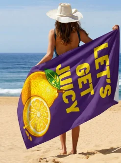 Ręcznik plażowy Juicy Lemon liliowy 90x170cm