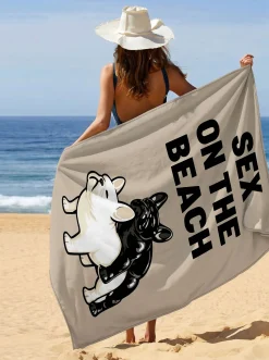 Ręcznik plażowy On The Beach beżowy 90x170cm