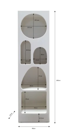 Regał do salonu biały skandynawski MDF 48x180 cm