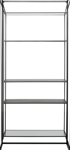 Regał loft stal czarna i szkło transparentne 90x200 cm