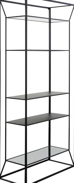 Regał loft stal czarna i szkło transparentne 90x200 cm