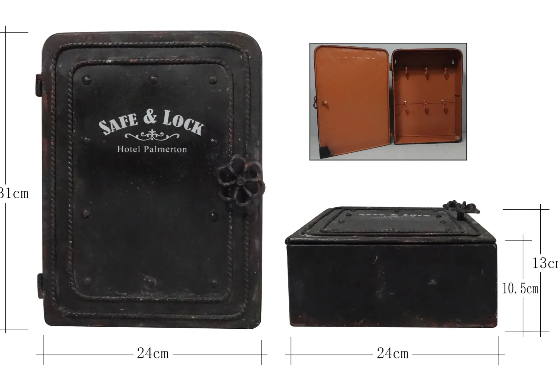 Regał na klucze Key Box 24x31 cm czarno-brązowy