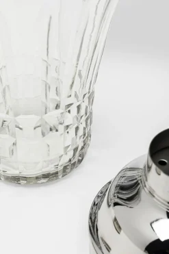 Shaker do drinków szkło transparentne i srebrne aluminium 500 ml