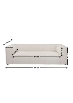 Sofa Cubetto Cord 3 os. 220 cm kremowa