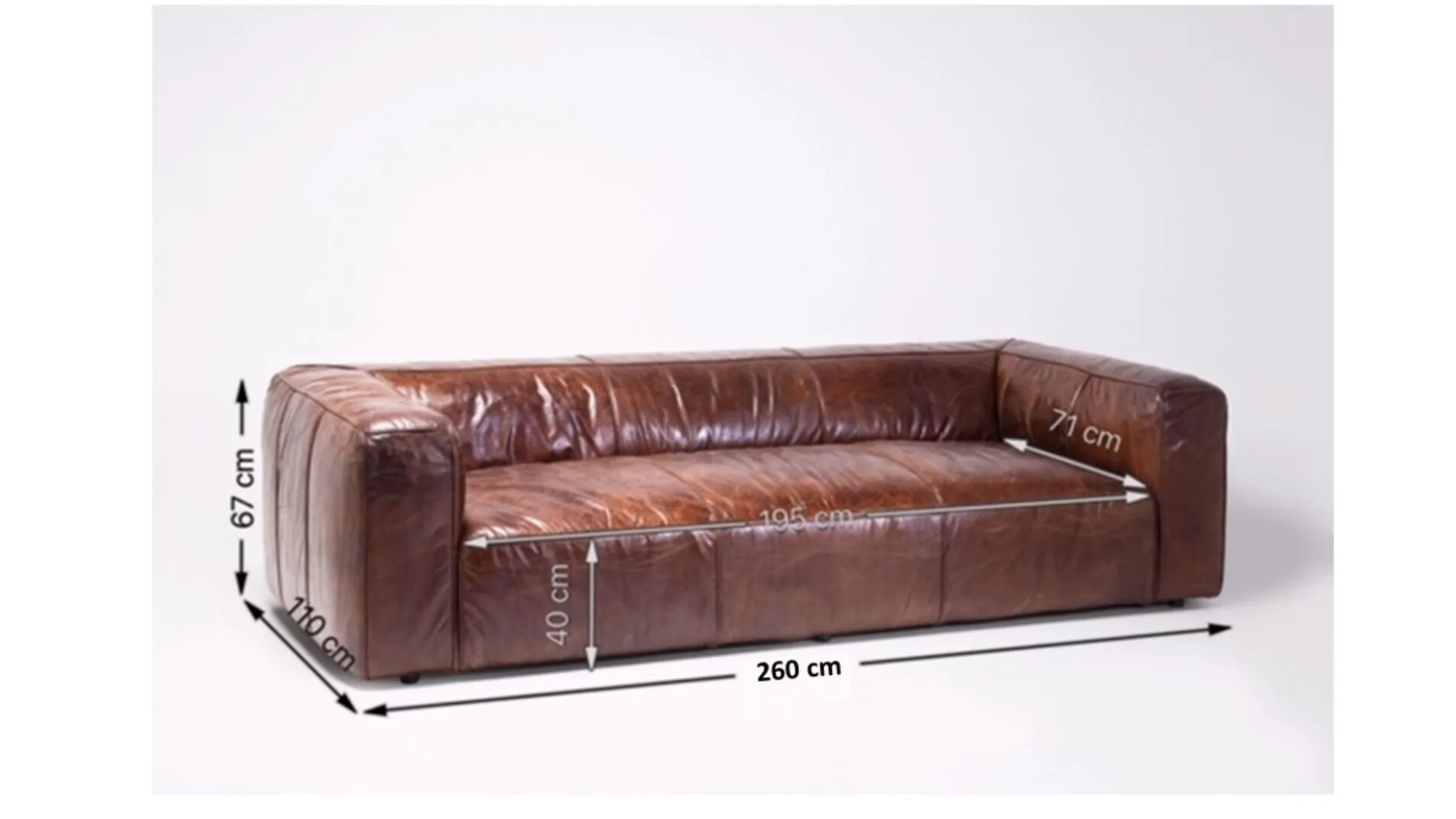 Sofa Cubetto 259x67 cm brązowa