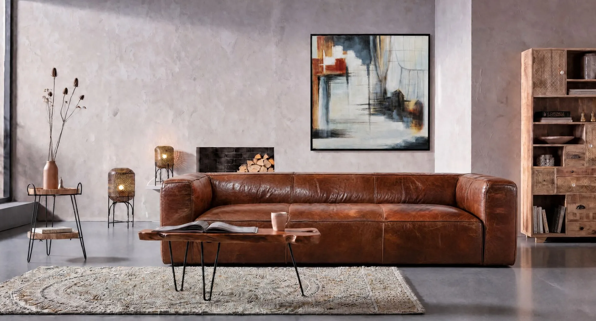 Sofa Cubetto 259x67 cm brązowa