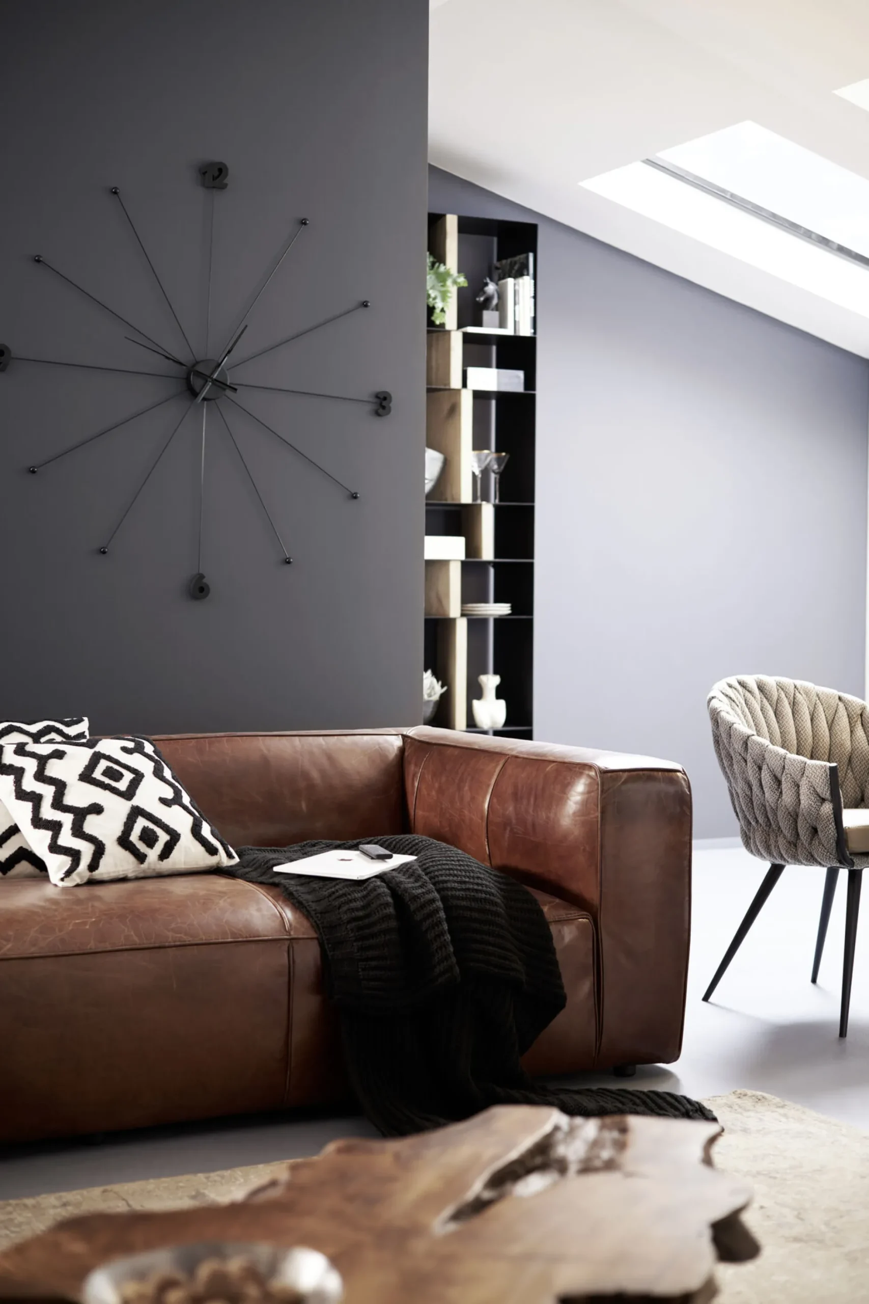 Sofa Cubetto 220x67 cm brązowa skóra naturalna