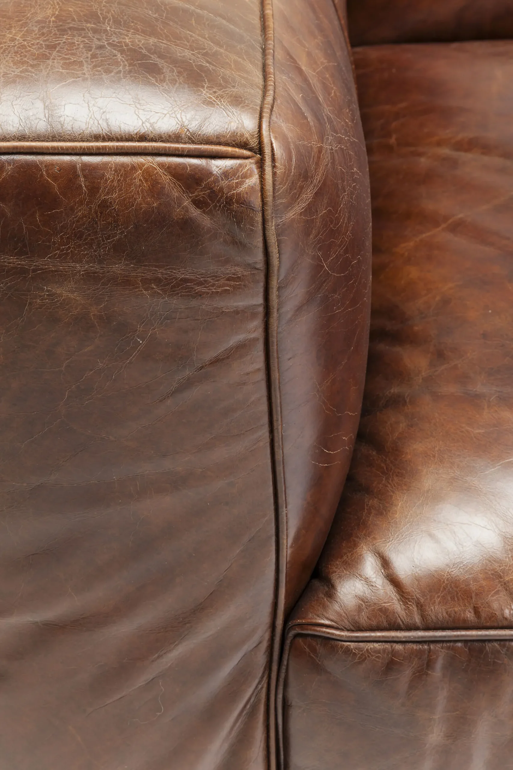 Sofa Cubetto 220x67 cm brązowa skóra naturalna