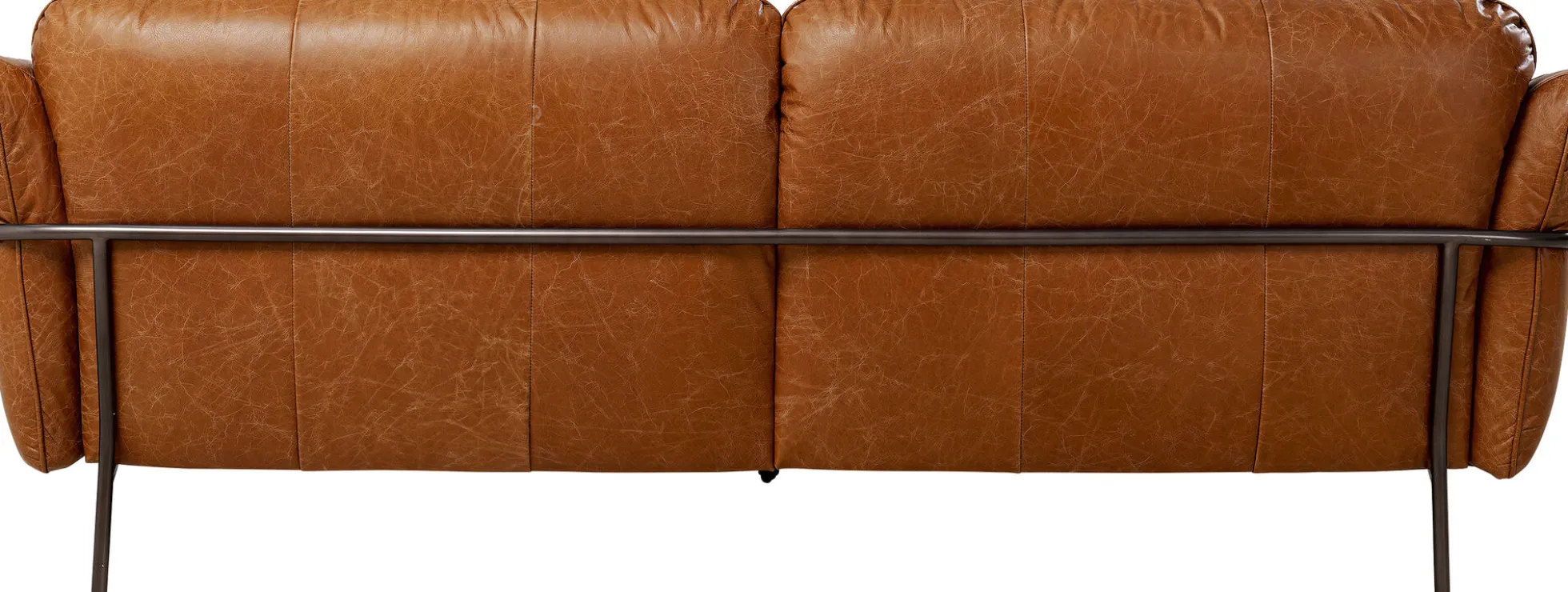 Sofa ekskluzywna 3-osobowa brązowa skóra semianilinowa nogi czarne 226 cm