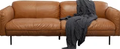 Sofa ekskluzywna 2-osobowa skórzana jasnobrązowa 228 cm