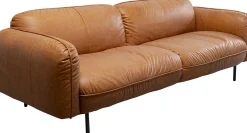 Sofa ekskluzywna 2-osobowa skórzana jasnobrązowa 228 cm