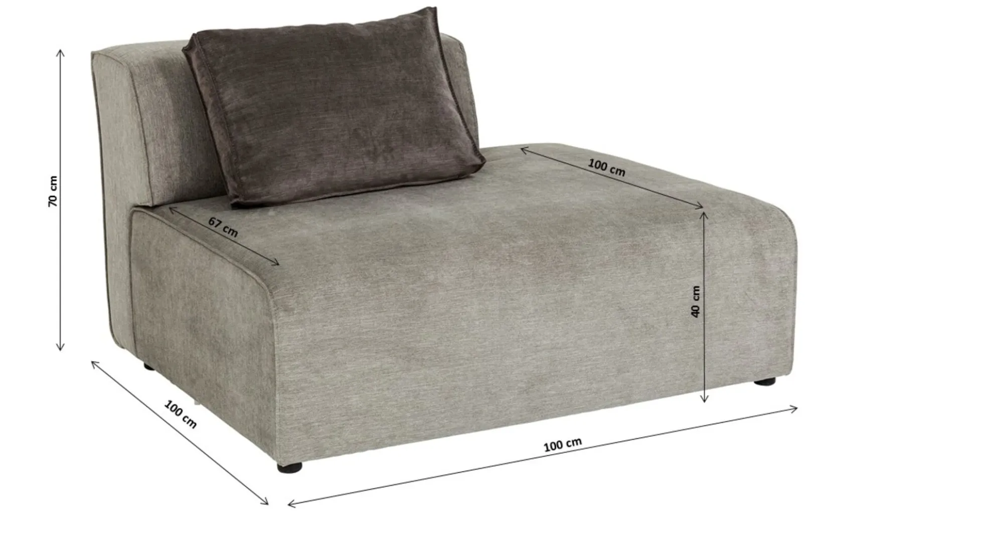Sofa Infinity Elements 100x70 cm szara