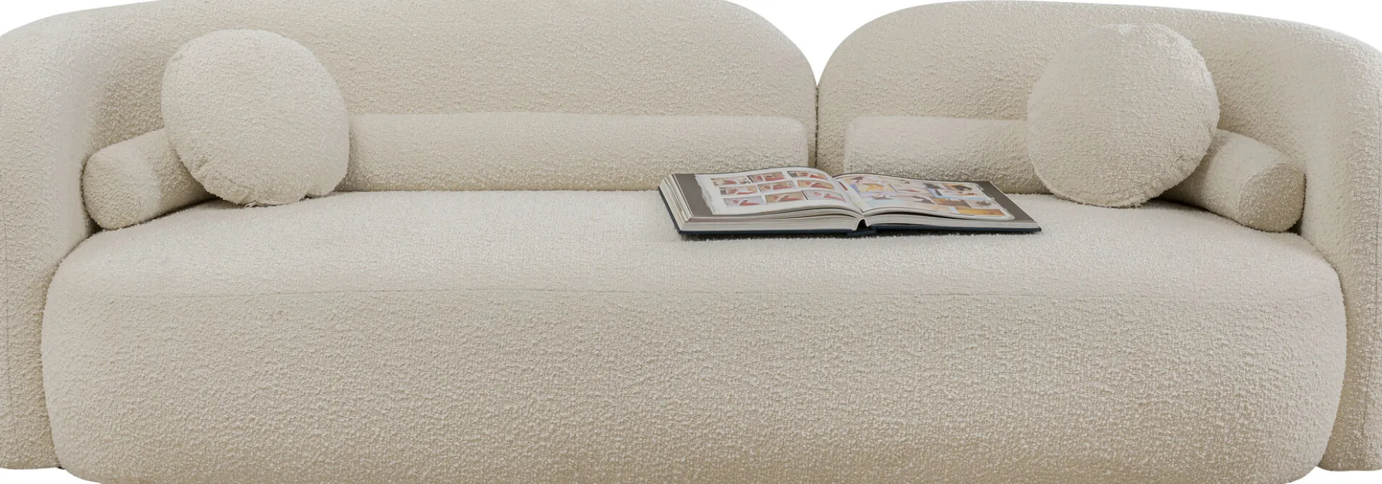Sofa kremowa 3-osobowa tkanina boucle 225 cm