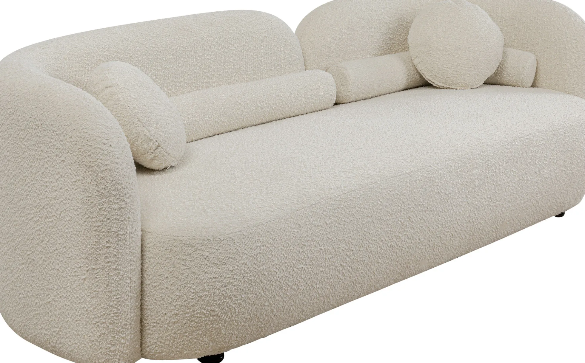 Sofa kremowa 3-osobowa tkanina boucle 225 cm