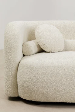 Sofa kremowa 3-osobowa tkanina boucle 225 cm