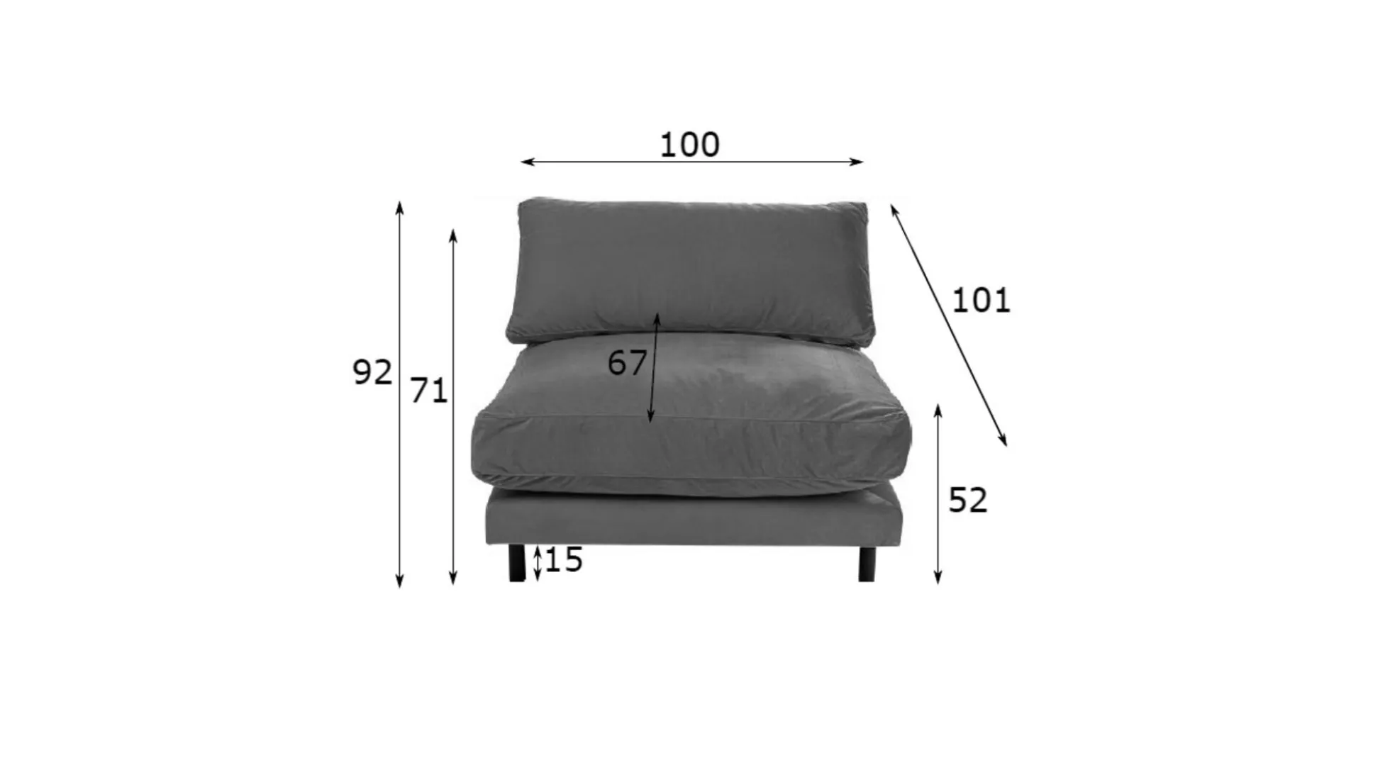 Sofa - moduł Discovery 100x101 cm kremowa