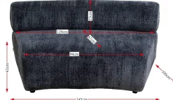 Sofa - moduł zaokrąglony tapicerka szaroniebieska 145 cm