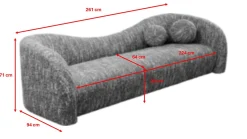Sofa 3-osobowa brązowa tkanina melanżowa 261 cm organiczne kształy