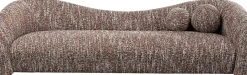 Sofa 3-osobowa brązowa tkanina melanżowa 261 cm organiczne kształy