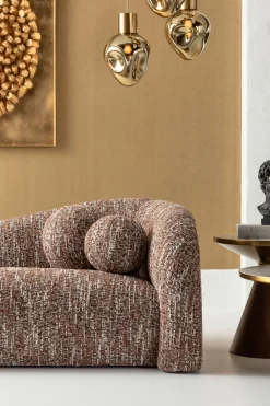 Sofa 3-osobowa brązowa tkanina melanżowa 261 cm organiczne kształy