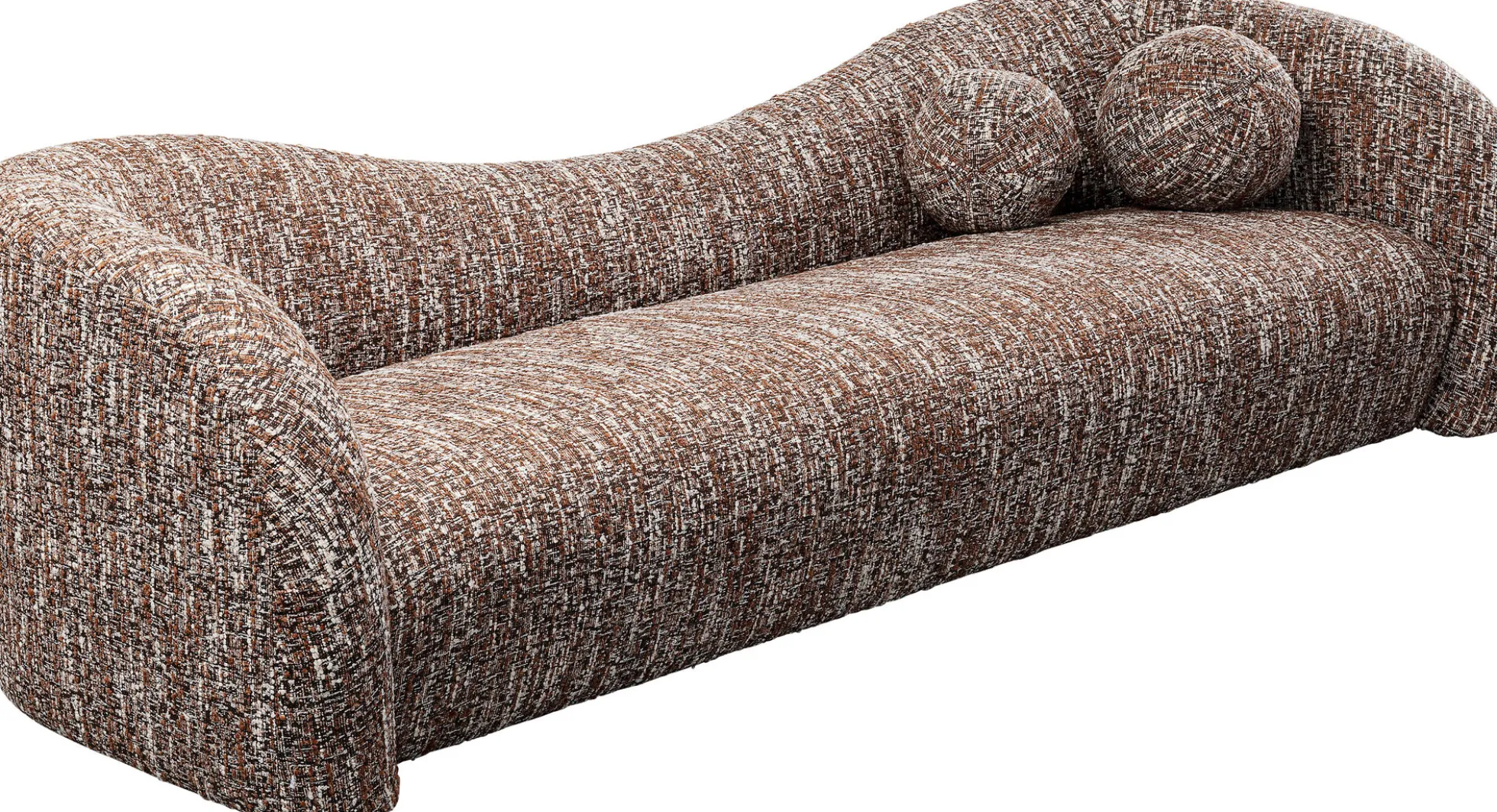 Sofa 3-osobowa brązowa tkanina melanżowa 261 cm organiczne kształy