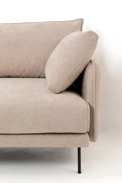 Sofa 3-osobowa do salonu kremowa z czarnymi stalowymi nogami 245 cm