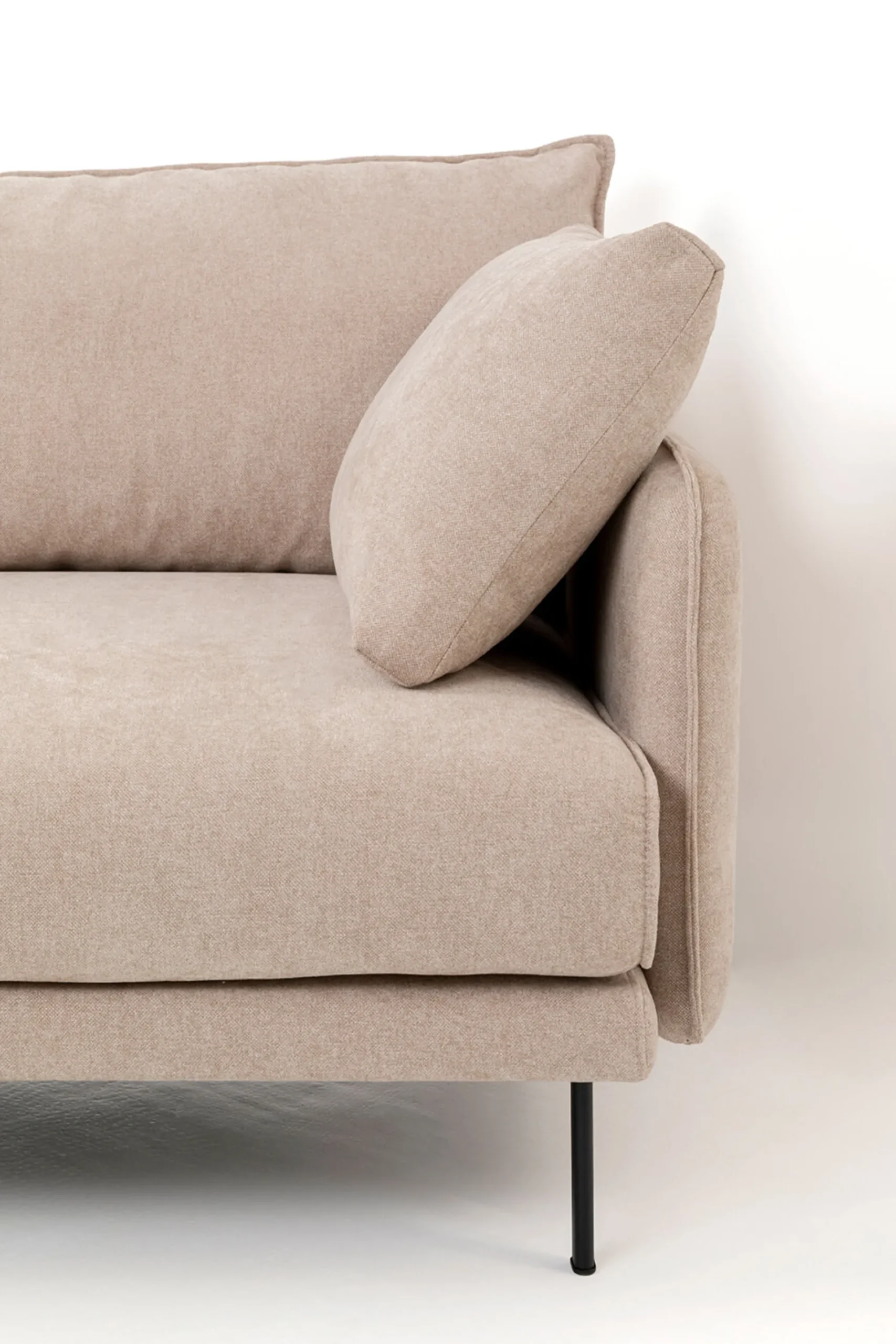 Sofa 3-osobowa do salonu kremowa z czarnymi stalowymi nogami 245 cm