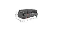 Sofa 3-osobowa do salonu kremowa z czarnymi stalowymi nogami 245 cm