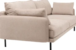 Sofa 3-osobowa do salonu kremowa z czarnymi stalowymi nogami 245 cm